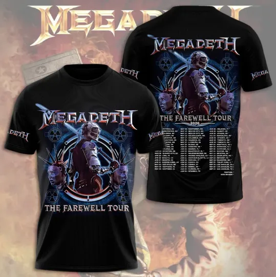 Discover Megadeth The Farewell Tour 2026 AOP 3D T-Shirt