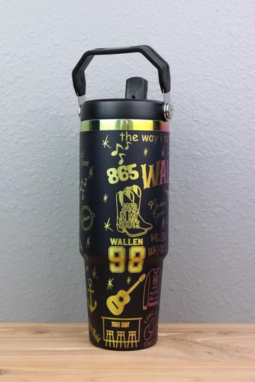Discover Wallen Western 30oz Tumbler | Music Lover |  Laser Engraved | Rainbow Holographic Cup | Wallen Western Gift