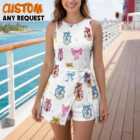 Discover Mickey and Friends Coquette Bow Tennis Dress Skirt, Disney Magical Castle Women Dress, Disney Trip Tennis Skirt, Minnie Mouse Dress Skirt