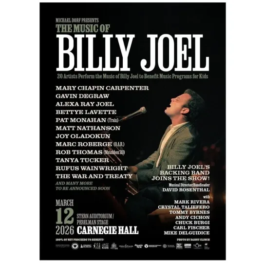 Billy Joel Benefit Concert Carnegie Hall Poster March 12 2026 Premium Matte Vertical Poster
