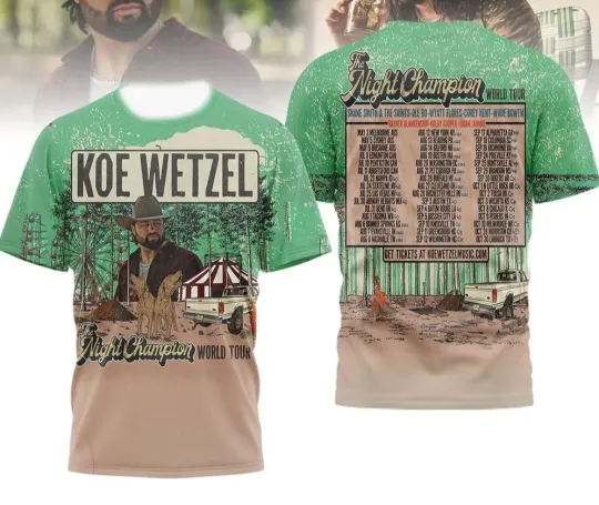 Discover Koe Wetzel The Night Champion World Tour AOP 3D T-Shirt