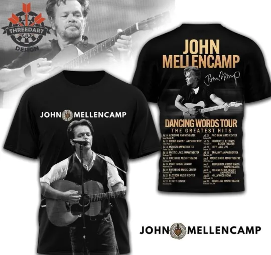 Discover Johnn Mellencamp Dancing Words Tour AOP 3D T-Shirt