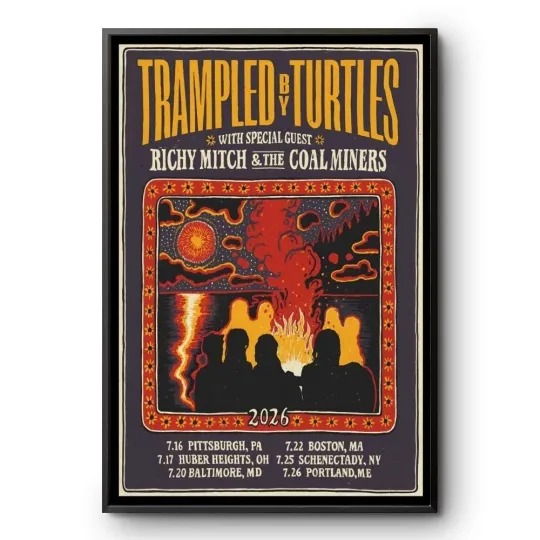 Discover Trampled By Turtles 2026 Tour Concert Poster Folk Rock Vertical Wall Art Print