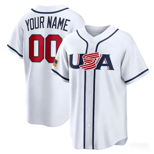Discover Custom Personalized, USA Team 2026 World Baseball Classic White AOP Jersey S-5XL