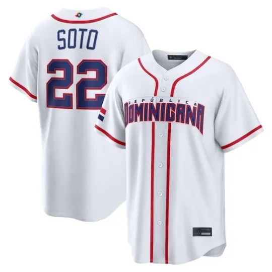 Discover Dominican Republic Juan Soto White 2026 World Baseball Classic Jersey