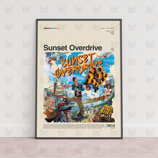 Discover Sunset Overdrive Poster, Gaming Room Poster, Gaming Wall Poster, Gaming Print Poster, Game Gift, Video Games Poster