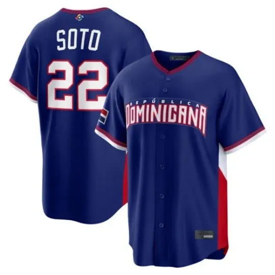 Discover Dominican Republic Juan Soto Royal 2026 World Baseball Classic Jersey
