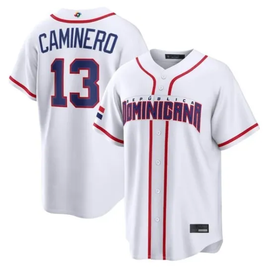 Discover Dominican Republic Junior Caminero White 2026 World Baseball Classic Jersey