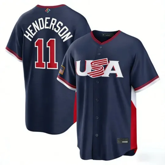 Discover NWT Men's USA Gunnar Henderson Navy 2026 World Baseball Classic Jersey
