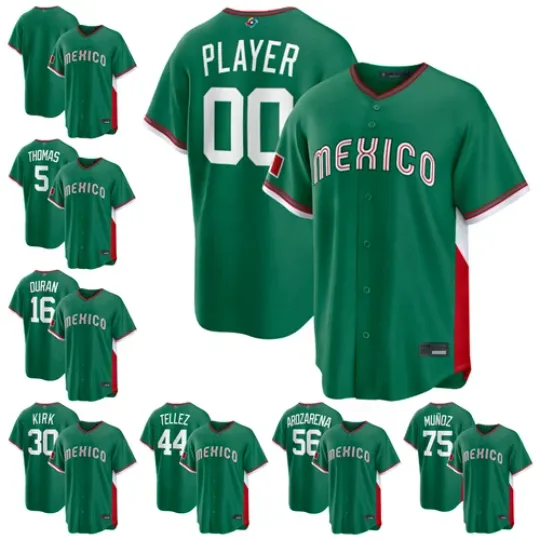 Discover NWT Men's Mexico Baseball Green 2026 World Baseball Classic Road Stadium Jersey