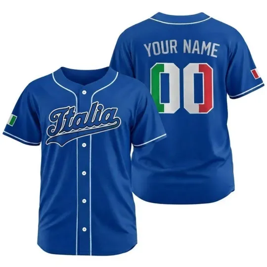 Discover Personalized Men's Italy Baseball Blue 2026 World Baseball Classic - All Print
