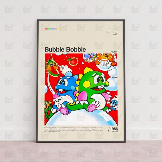 Discover Bubble Bobble Poster, Gaming Room Poster, Gaming Wall Poster, Gaming Print Poster,Game Gift,Video Games Poster,Gaming
