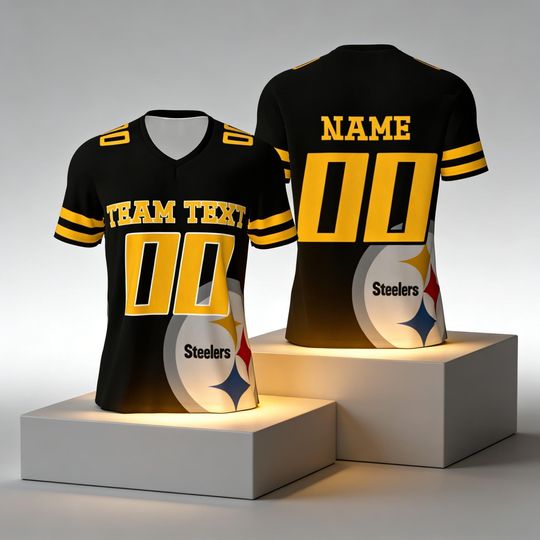 Discover Custom Steeler Football Jersey with Name & Number, Personalized Steeler Fan Shirt, Unisex Football Supporter Gift