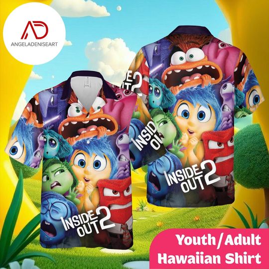 Discover Inside Out 2 Hawaiian Shirt Youth & Adult, Colorful Cartoon Character AOP Hawaiian Shirt, Summer Vacation Button Up Shirt