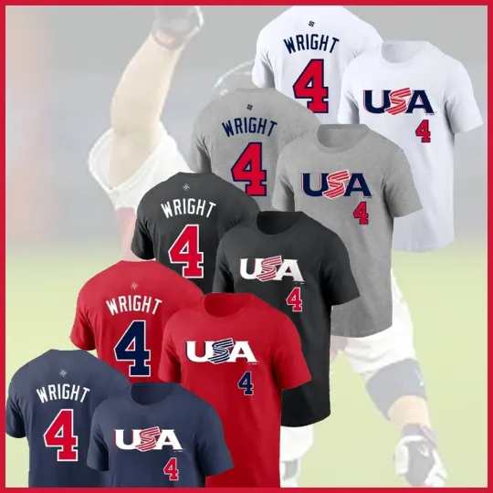 Discover 👍FASTSHIP - David Wright #4 USA 2026 World Baseball 2026 Name & Number Fans Gif