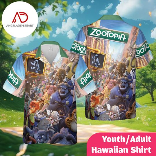 Discover Zootopia Hawaiian Shirt for Youth & Adult, Disney Cartoon All Over Print Shirt, Family Vacation Shirt, Summer Beach Button Up