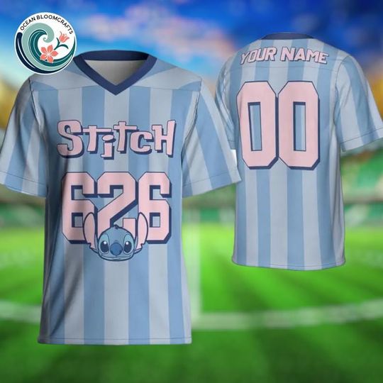 Discover Personalize Disney Stitch Experiment 626 Striped, Custom Adult Kid Youth Football Jersey Collection Choose Style, Disney Outfit