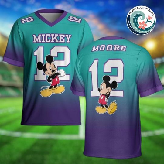 Discover Custom Disney All Character Mickey, Minnie Gradient Football Jersey For Adult, Kids, Youth .