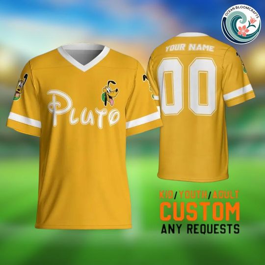 Discover Custom Pluto Smile Classic Football Jersey Personalized Disney Sports Shirt Cute Fan Birthday Gift