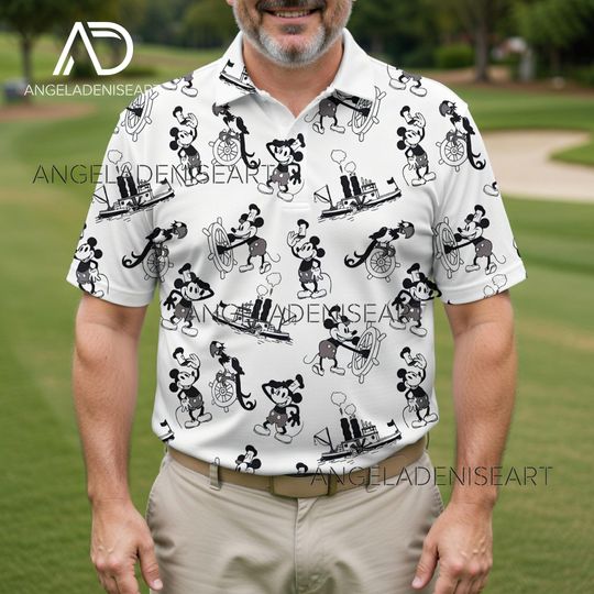 Discover Classic Steamboat 1928 Mickey Golf Polo Shirt | Vintage Disney Polo for Men Women | Custom Golf Lovers Short Sleeve Shirt