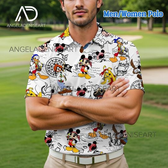 Discover Mickey & Friends Pirate Crew Polo Shirt | Pirate Life For Me Disney Polo | Caribbean Vacation Polo for Men Women