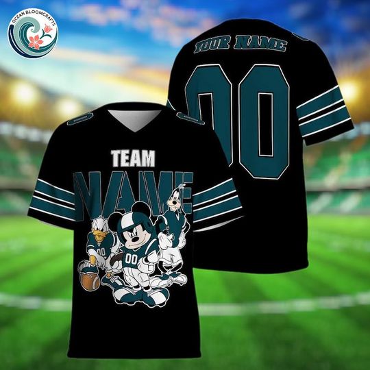 Custom Football Team Mickey and Friends Jersey, Custom Disneyland Jersey, Football Team, Mickey Mouse Birthday, Gift for Disney Fans