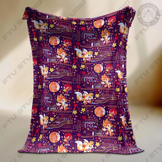 Discover Orange Hedgehog Blanket Movie Style - Retro Arcade Hedgehog Friends Throw Gamer Decor Gift