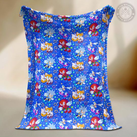 Discover Hedgehog Movie Style Blanket - Firend Cozy Throw - Featuring Beloved Hedgehog Characters - Gamer Decor Gift