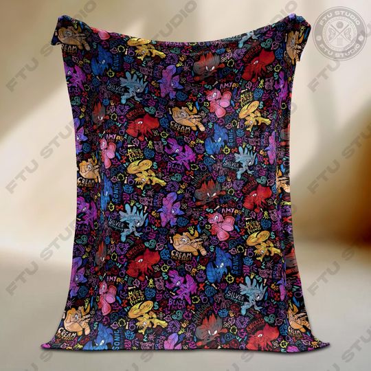 Hedgehog Graffiti Blanket, Friends Hedgehog Blanket Gamer Decor Gift