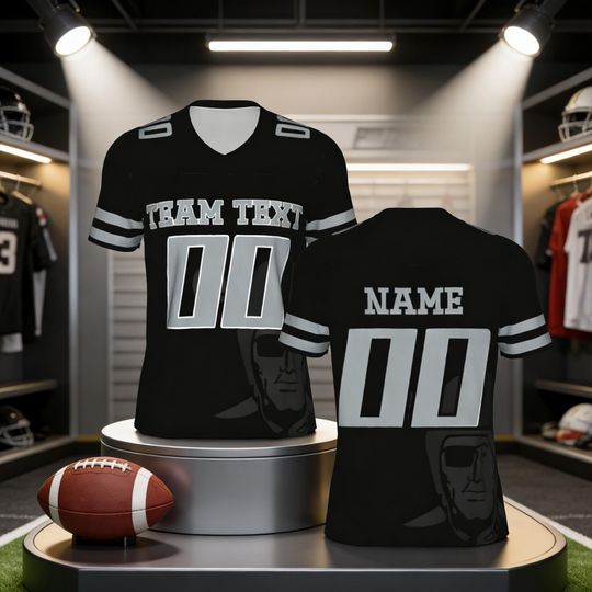 Custom Raiders Football Jersey with Name & Number, Personalized Raiders Fan Shirt, Unisex Football Supporter Gift
