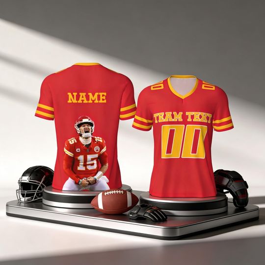 Discover Custom Chiefs Football Jersey with Name & Number, Personalized Chiefs Fan Shirt, Unisex Football Supporter Gift