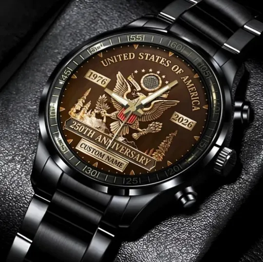 Discover Personalized America 250th Anniversary Stainless Steel Watch For Men