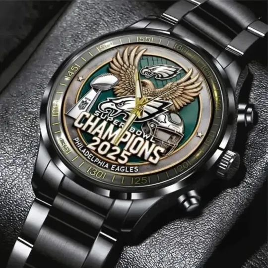 Discover Philadelphia Football Team Eagless Black Stainless Steel Watch