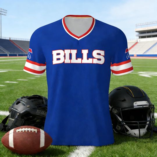Discover Custom Bills Football Jersey with Name & Number, Personalized Bills Fan Shirt, Unisex Football Supporter Gift