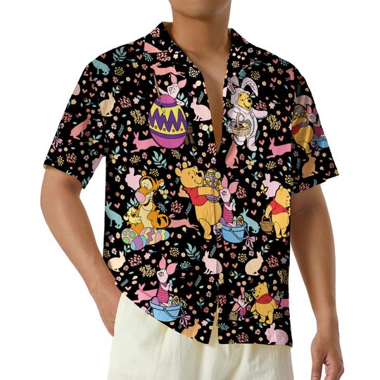 Discover Winnie The Pooh Easter Hawaiian Shirt, Happy Easter Hawaii Shirt, Pooh Easter Shirt, Pooh And Friends Shirt, Pooh Bear Button Up Shirt