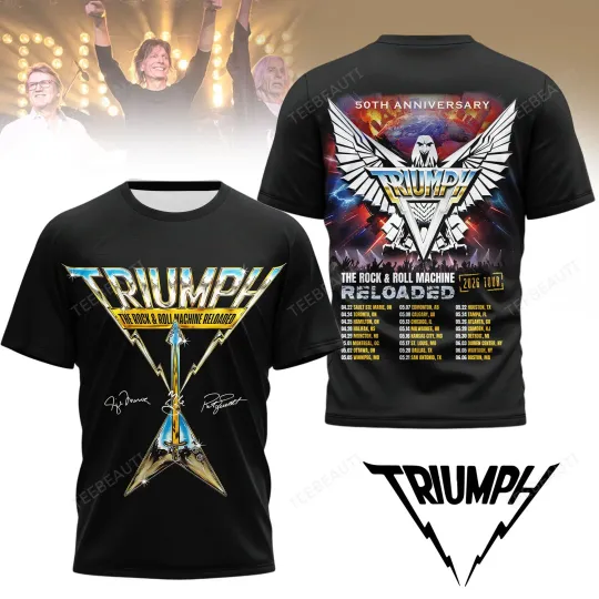 Discover Triumph 50th Anniversary 3D T-Shirt Tour Black