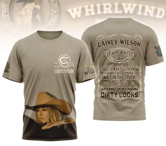 Discover Lainey Wilson Whirlwind 2025 Tour 3D T-Shirt for Men