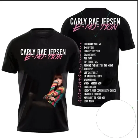 Discover Carly Rae Jepsen Emotion Album AOP 3D T Shirt Black Unisex