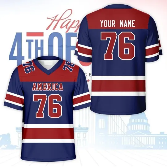 Discover Custom Patriotic America 1776-2026 Semiquincentennial July 4th Football Jersey