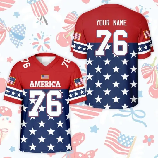 Discover Custom 4th Of July 250th America Anniversary Patriotic Game Day Football Jersey