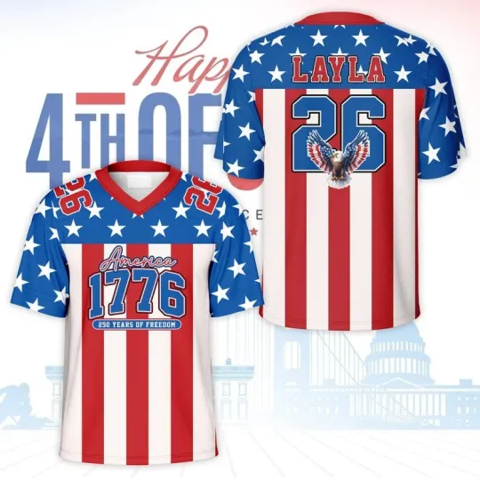 Discover Custom USA Flag 250th Birthday Anniversary Patriotic Game Day Football Jersey