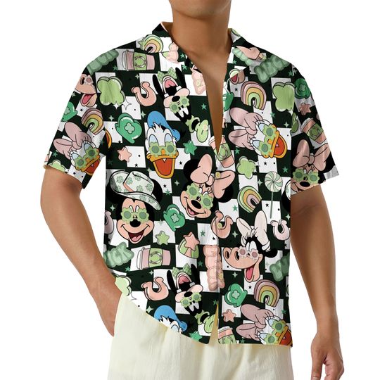 Discover Groovy Disney St Patricks Lucky Charms Hawaiian Shirt, Mickey And Friends Button Up Shirt,  Irish Shamrock Aloha Shirt, Disney Trip Gift