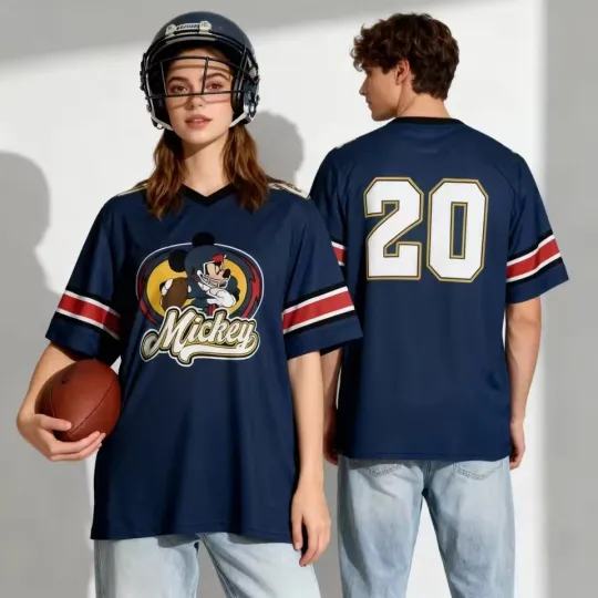 Custom Number Mickey Mouse Game Day Cartoon Sports Fan Gift Football Jersey