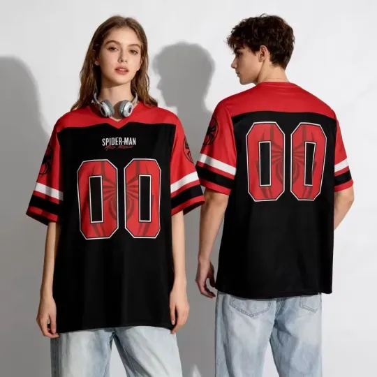Discover Personalized Spiderman Superhero Sports Fan Gift Black Red Football Jersey