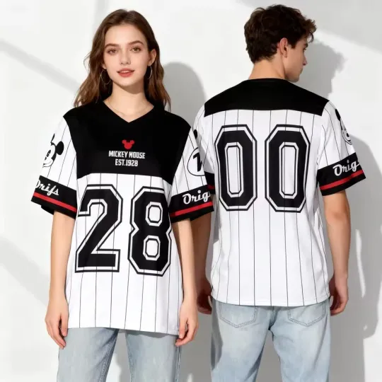 Discover Personalized Mickey Mouse Originals Est 1928 Black & White Football Jersey