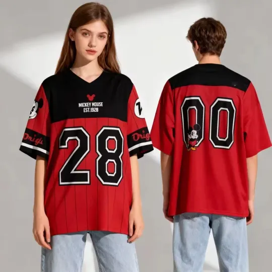Discover Personalized Mickey Mouse Originals Est 1928 Black & Red Football Jersey