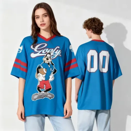 Discover Personalized Goofy Dog Sports Fan Gift Game Day Cartoon Dog Football Jersey