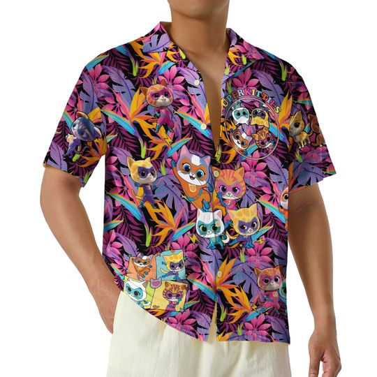 Discover Disney Junior Superkitties Pounce Hawaiian Shirt, Disney Junior Music Button Up Shirt, Disneyland Shirt, Aloha Disney Family Shirts