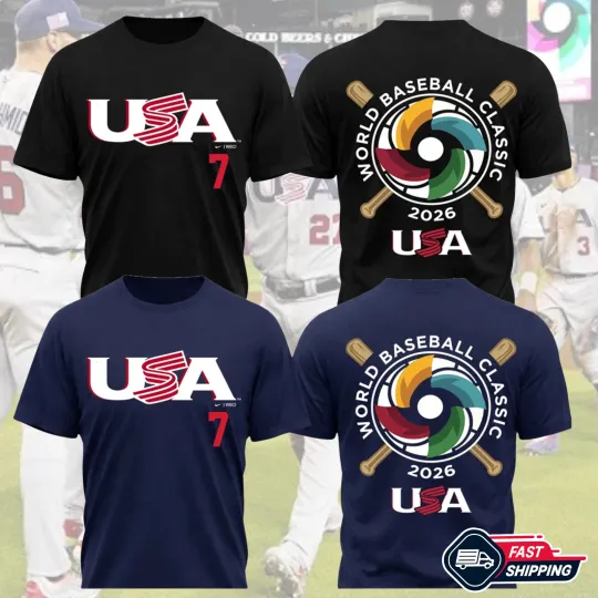 Discover Personalized Number USA Team World Baseball Classic 2026 TShirt S-5XL