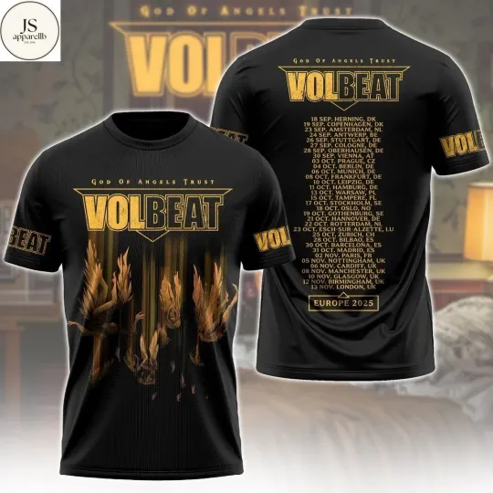Discover Volbeat God of Angels Trust Europe 2025 Tour 3D T-Shirt